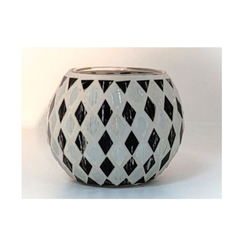 Photophore Globe Arlequin gris et noir – Village Candle