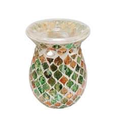 Brûle Parfum en verre pétales cuivre et vert - Village Candle