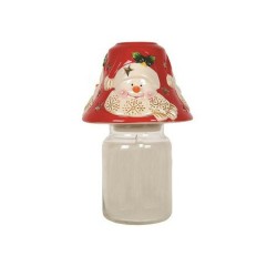 Abat-jour rouge pour bougie Snowman - Village Candle