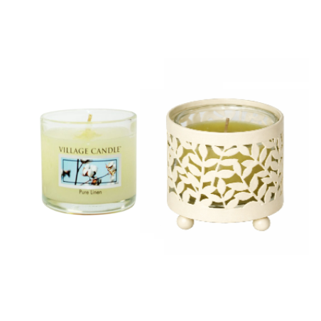 Porte votive en métal ivoire avec votive – Village Candle