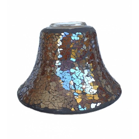 Abat-jour pour bougie Mosaïque effet craquelé Chocolat - Village Candle