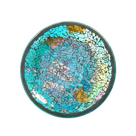 Assiette Support bougie Mosaïque Turquoise et or - Village Candle