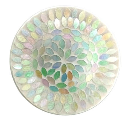 Assiette Support bougie Mosaïque Perles pastel - Village Candle