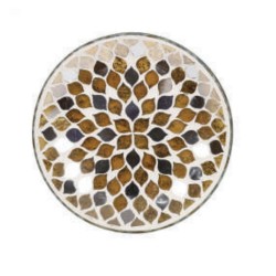 Assiette Support bougie Mosaïque pétales miroir et or - Village Candle