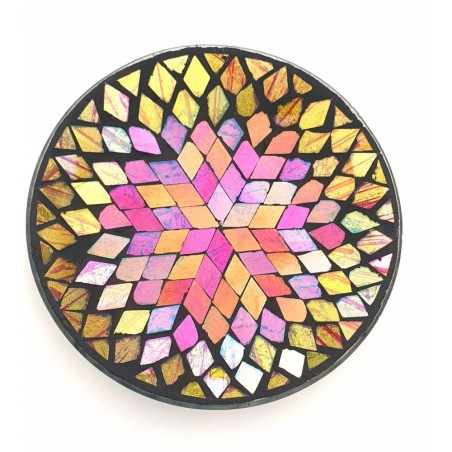Assiette Support bougie Mosaïque parme, rose et or - Village Candle