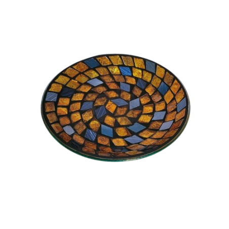 Assiette Support bougie Mosaïque Cuivre et bleue - Village Candle