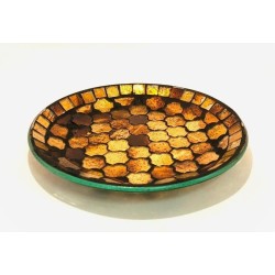 Assiette Support bougie Mosaïque Or et Marron - Village Candle