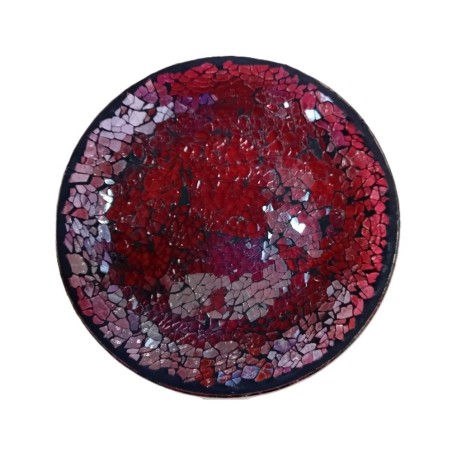 Assiette Support bougie Mosaïque Lustre rouge - Village Candle