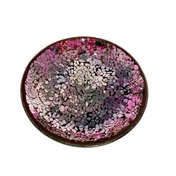 Assiette Support bougie Mosaïque Lustre rouge - Village Candle