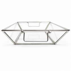 Plateau en verre et métal argenté  30.5 cm x 19.5 cm- Affari AB