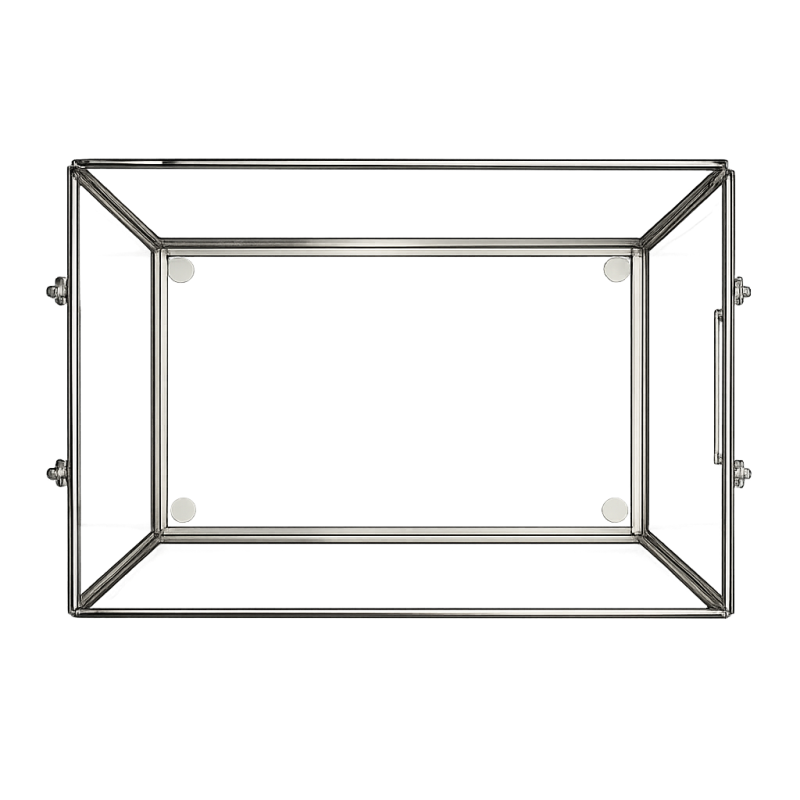 Plateau en verre et métal argenté  30.5 cm x 19.5 cm- Affari AB