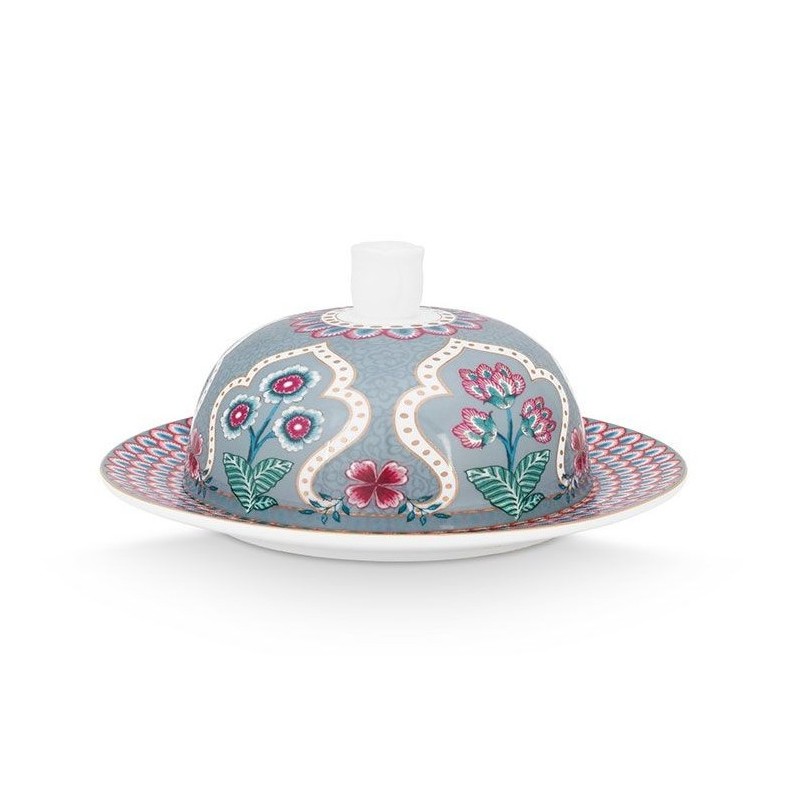 Beurrier rond – Flower festival -Bleu clair - Pip Studio