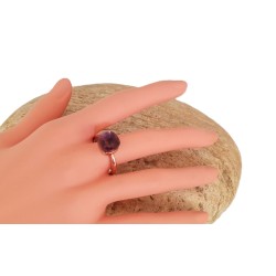 Bague en argent 925 avec pierre couleur améthyste -