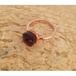 Bague en argent 925 avec pierre couleur améthyste -