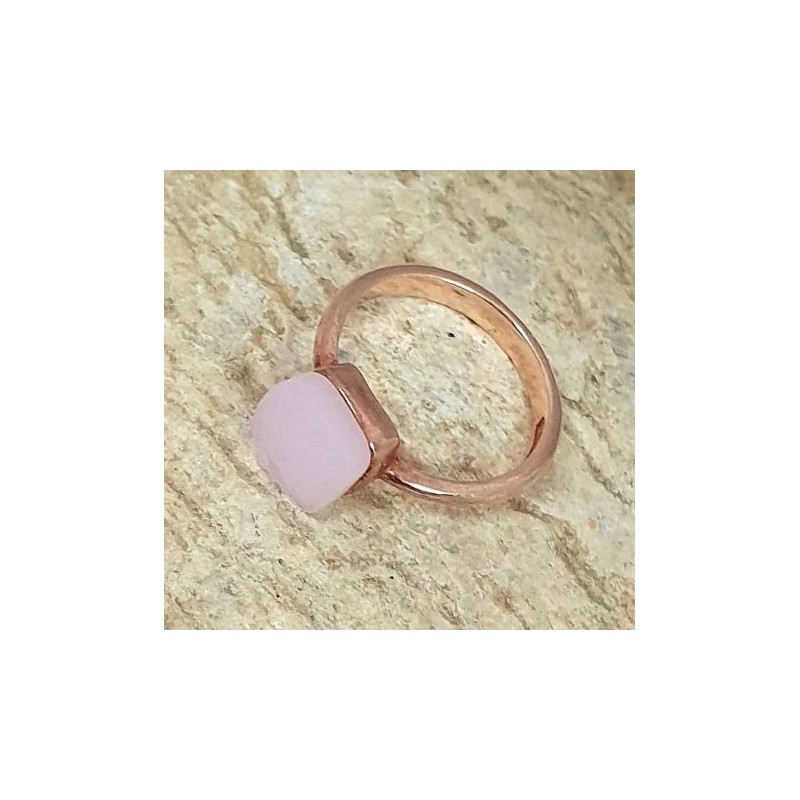 Bague en argent 925 avec pierre couleur rose -