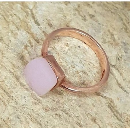 Bague en argent 925 avec pierre couleur rose -