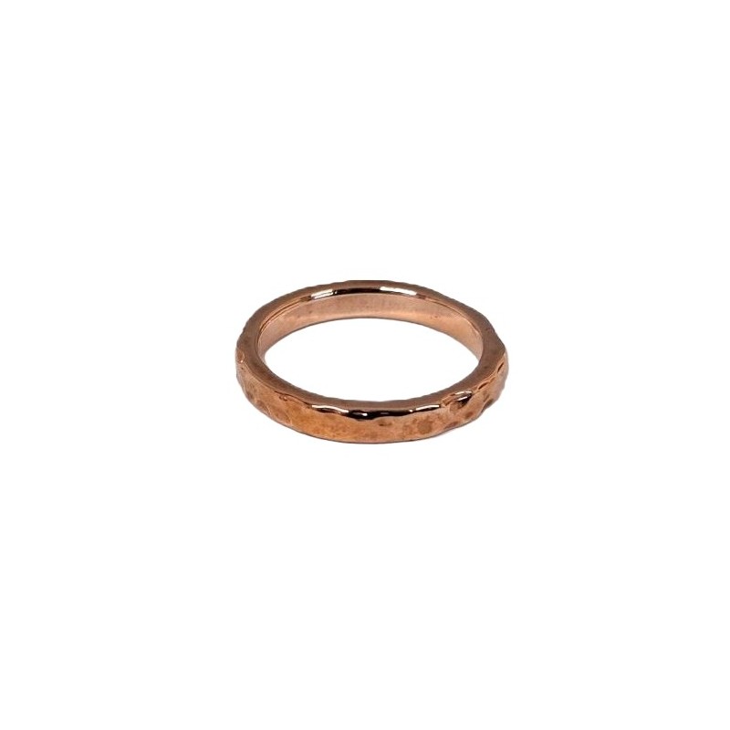 Bague martelée en acier inoxydable – Finition or rose - FY Faucogney