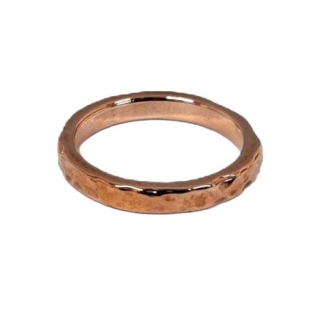 Bague martelée en acier inoxydable – Finition or rose - FY Faucogney