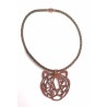 Collier cuir tressé kaki – Pendentif tête de tigre