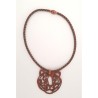 Collier cuir tressé kaki – Pendentif tête de tigre