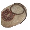 Collier cuir tressé kaki – Pendentif tête de tigre