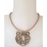 Collier cuir tressé beige – Pendentif tête de tigre