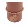 Bracelet en cuir tressé rose pastel