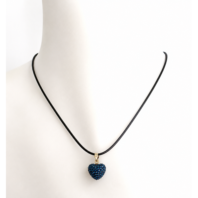 Collier cœur sur cordon en coton ciré