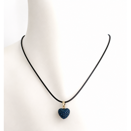Collier cœur sur cordon en coton ciré