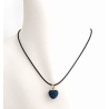 Collier cœur sur cordon en coton ciré