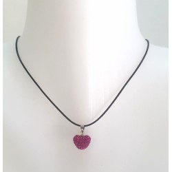 Collier cœur sur cordon en coton ciré