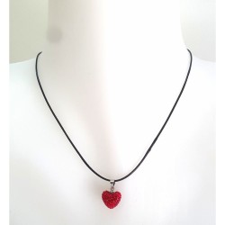 Collier cœur sur cordon en coton ciré