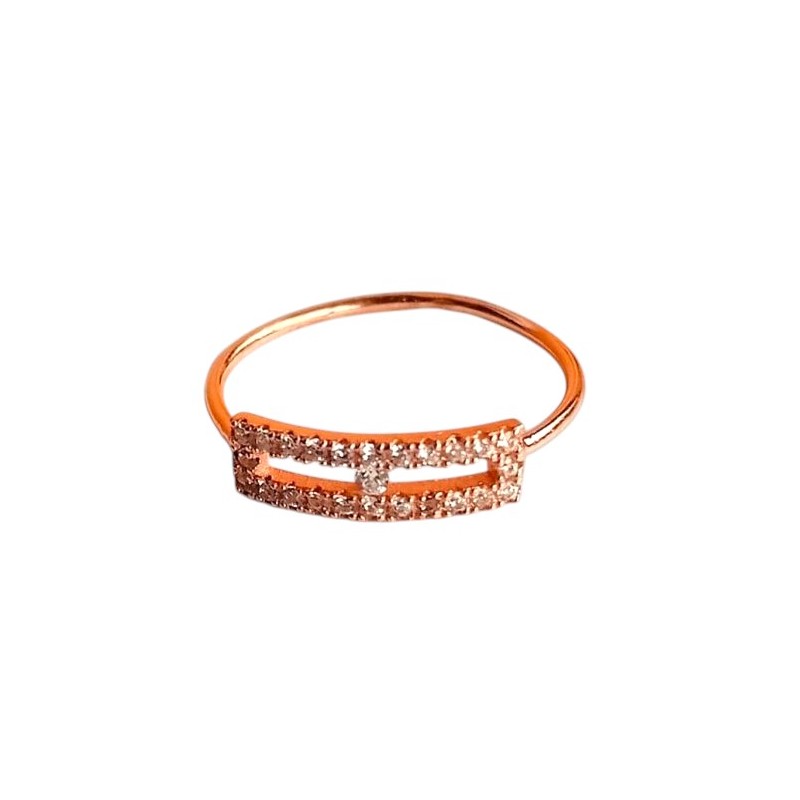 Bague Rectangle Ajouré en Argent 925 Doré