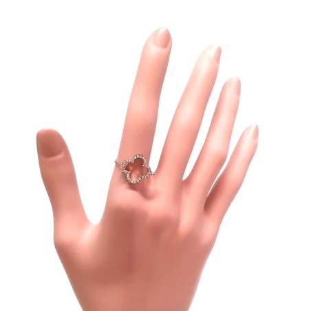 Bague chaîne trèfle argent 925 rose