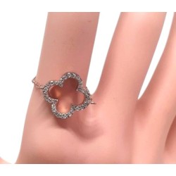 Bague chaîne trèfle argent 925 rose