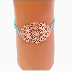 Bracelet élastique avec rosace en métal doré