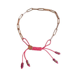 Bracelet Chaine AG 925 Doré et Cordon Coloré - LEYNAT –