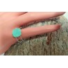 Bague fantaisie en argent 925  pierre verte calcédoine -