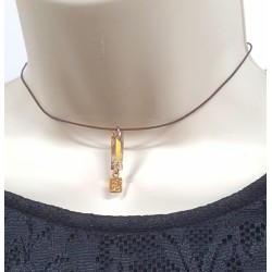 Collier cordon pendentif à facettes ambre- F.Y. FAUCOGNEY