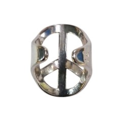 Bague métal argenté – symbole Peace and Love - FY Faucogney
