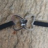 Collier ruban suédine noir et papillon F.Y. FAUCOGNEY