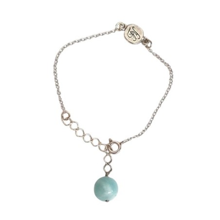 BRACELET CHAÎNE ARGENTÉE & PERLE EN CÉRAMIQUE TURQUOISE - F.Y. FAUCOGNEY