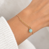 BRACELET CHAÎNE DORÉE & PERLE EN CÉRAMIQUE TURQUOISE - F.Y. FAUCOGNEY