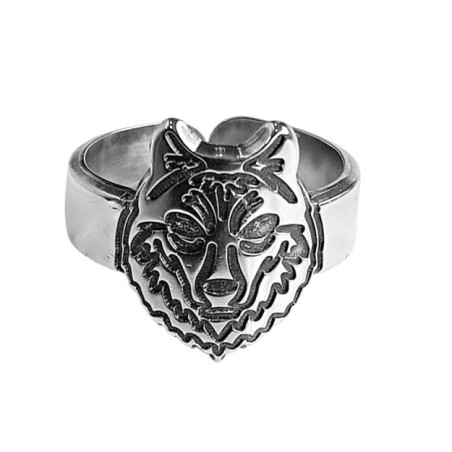 Bague tête de Lion métal argenté  - bijoux Léone