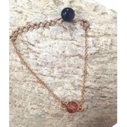 BRACELET TAC TAC CHAÎNE DORÉE & PERLE EN CÉRAMIQUE BLEUE NUIT - F.Y. FAUCOGNEY