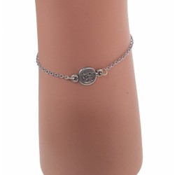 BRACELET TAC TAC CHAÎNE ARGENTÉE & PERLE EN CÉRAMIQUE BLEUE NUIT - F.Y. FAUCOGNEY