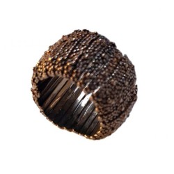 Bague large en perles de métal couleur bronze