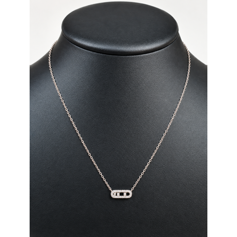 Collier fantaisie – Barrette oblongue sertie de zirconiums