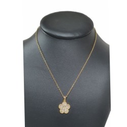 Collier fleur doré pavé de zirconium