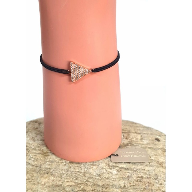 Bracelet cordon – Triangle doré pavé de zirconiums